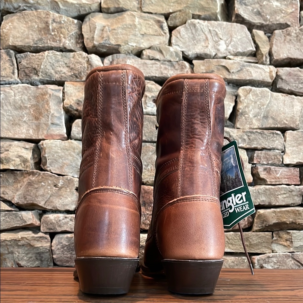 Wrangler Ladies Rugged Wear Distressed Leather Packer Boots - Picture 4 of 6